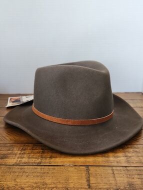 Broner Brown Felt Western Fedora with Tan Band Size Medium